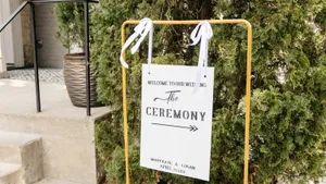 Wedding Sign Holder, Adjustable Welcome to Our Wedding Sign Stand W/Design Bundle & Leather Sign Hanging Straps, Heavy Duty Easel Stand for Sign, Wedding Seating Chart Stand, Easel for Display (Gold)
