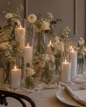 36 PCS Pillar Candles with Glass Candle Holders Clear Hurricane Candle Holders Glass Cylinder Vases for Centerpieces Wedding Party, Event, Home Office
