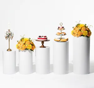Romantic 5 Cylinders White Cylinder Display Pedestal Set (5)