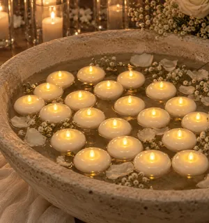 48 Pack 3” Flameless Led Floating Candles, 200 Hour White Battery Operate Waterproof Tealights for Cylinder Vases, Centerpieces at Wedding Decor, Party, Pool