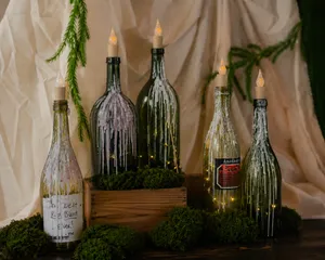 (set of 10) Wine Bottles with handmelted wax on them