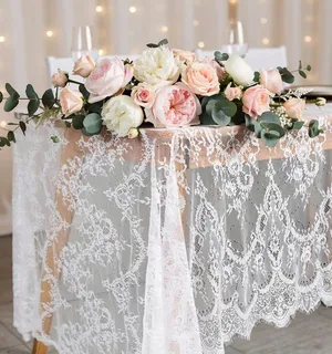  White Lace Tablecloth 60 × 120 Inch for Rustic Boho Wedding Bridal Shower Party Decoration, Classy Rectangle Overlay Long Vintage