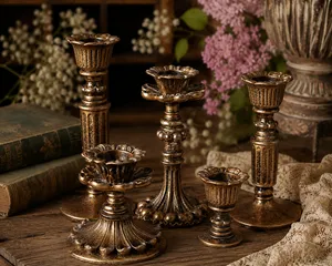 set of 20 vintage gold candle holder