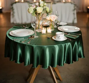 Satin Forest Green Table Cloth (60 in, 5 ft, 20 in, 40 in)