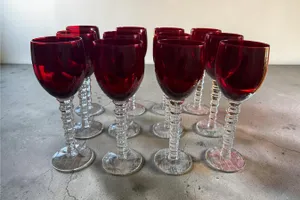 Ruby Red Tall Water Goblet - 9 3/4