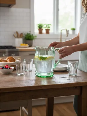 Green Depression Glass Pitchers