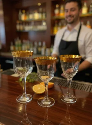 Gold-Accent Red Wine / Water Glasses