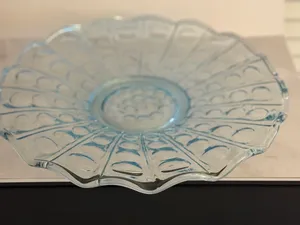 Vintage Clear Blue Cake Platter