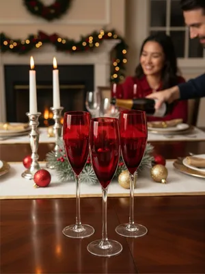 Red Champagne Flutes
