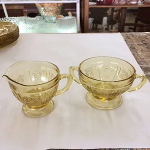 Yellow / Amber Sugar & Creamer