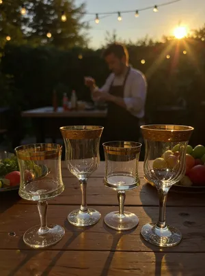 Gold-Accent White Wine Glasses