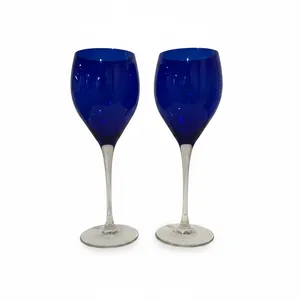 Blue Accented Water/Wine Glasses