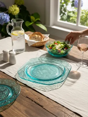 Teal Green Depression Glass Salad Plates