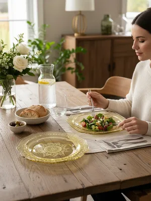 Amber Depression Glass Luncheon Plates