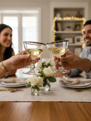 Silver-Accent Champagne/Low Sherbert Glasses