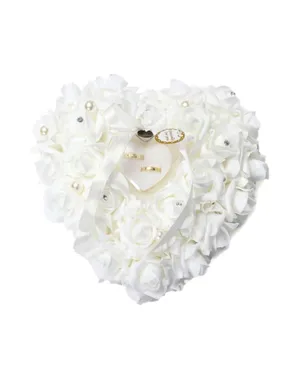 white Heart Ring Bearer Pillow