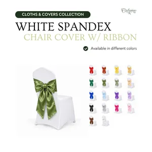 White Spandex Chair Cover w/ Ribbon