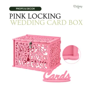 Pink Locking Wedding Card Box