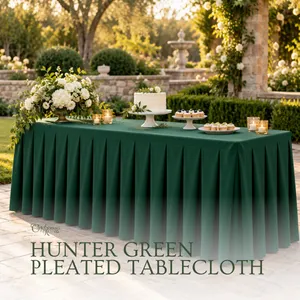 6ft Hunter Green Pleated Tablecloth – Legs Covered