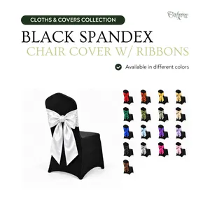 Black Spandex Chair Cover w/ Ribbon