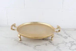Brass Footed Tray with Handles