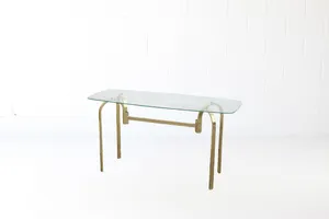RETIRED Vintage Brass + Glass Console Table