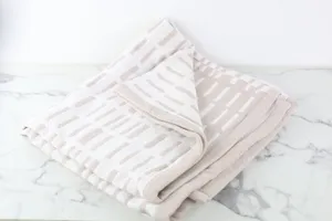 Tan & White Patterned Throw Blanket
