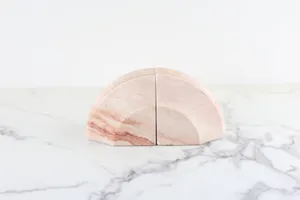 Vintage Pink Marble Bookends