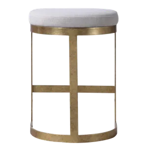 KATRIN Brass + Linen Counter Stool