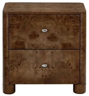 AMANDA Burl + Chrome Nightstand