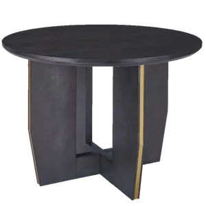 KATRIN Round Wood Table w/ Brass 44