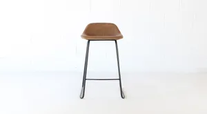 AMANDA RETIRED Faux Brown Leather Stool (SET OF 4)