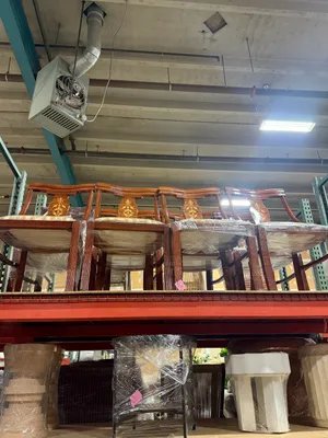 RETIRED $200 Marquetry Inlay Dining Table + 8 Chairs **Needs Repair**