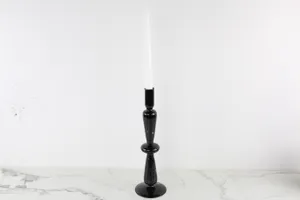 BROKEN - Black Glass Candlestick Holder 