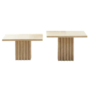 KATRIN CB2 Carve Travertine Coffee Table SET (2 pcs)