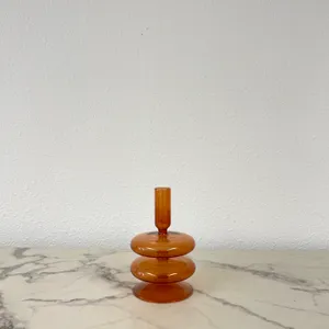 Orange Glass Candle Holder