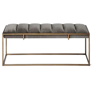 KATRIN Grey Velvet Brass Bench