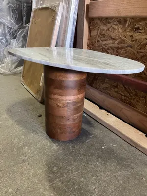 AMANDA Marble & Wood Accent Table