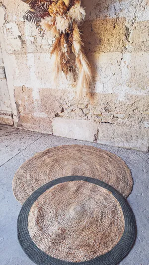 Tapis jute rond vert 90cm