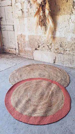 Tapis jute rond terracotta 90cm
