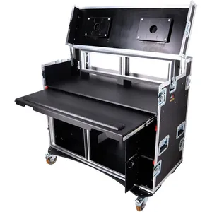 Workstation Case for Broadcast Video Streaming with 2 x 12 and 2 x 4 RU Spaceracks (Black-Colored Hardware)