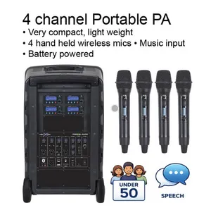 Wireless 4 microphone Battery PA Package