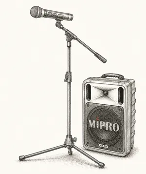 Mipro MA505 portable PA, 8kg with radio mic