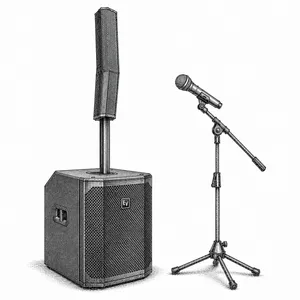 EV 50 column and sub with wireless microphone