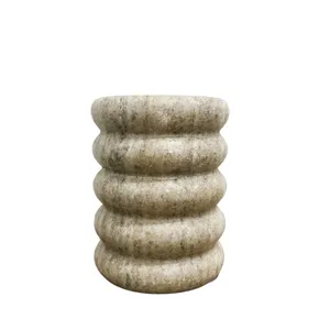 Pucker Marble Vase - Beige/Grey