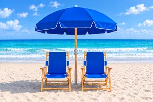 1 Umbrella, 2 Chairs w/Setup