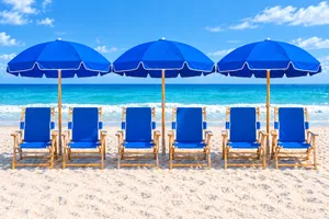 3 Umbrellas & 6 Chairs w/ Setup