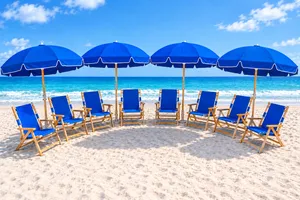 4 Umbrellas & 8 Chairs w/ Setup
