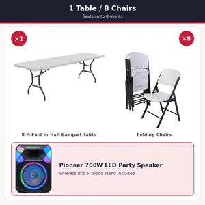  8-Guest Party Package with LED Speaker + Wireless Mic + Tripod
