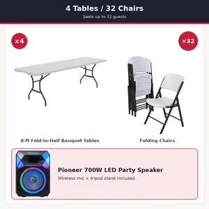 32-Guest Party Package with LED Speaker + Wireless Mic + Tripod